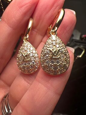 Gold Teardrop Crystal Pavé Earrings